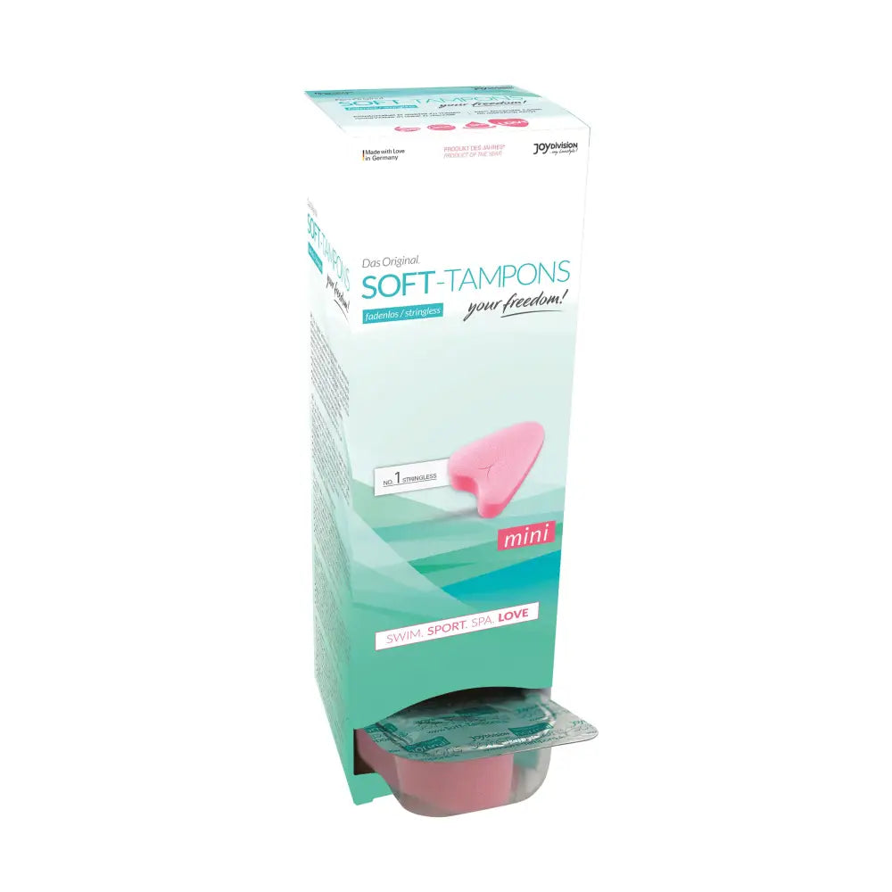 Joy division soft tampons mini 10 pack for sport and intimacy - peaches and screams