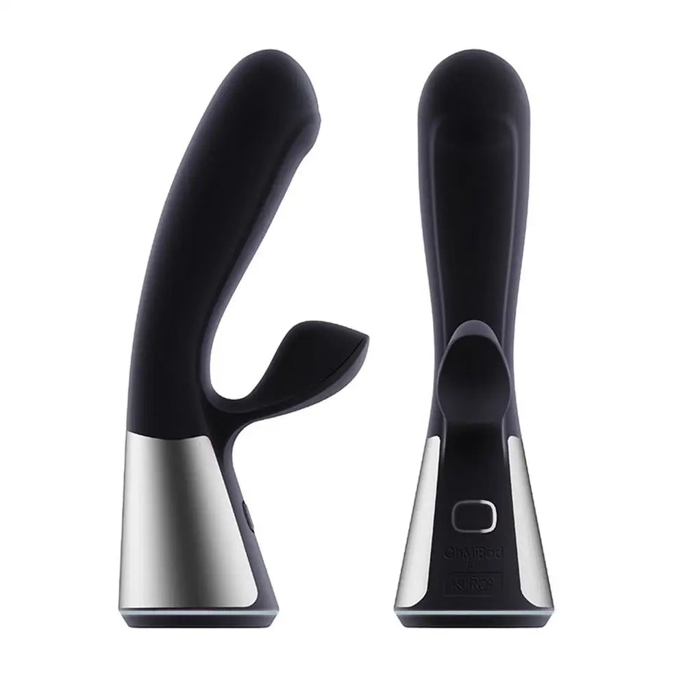 Kiiroo fuse silicone black rechargeable vibrator with clit stim - peaches and screams