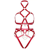 Kink heart ring harness teddy in black - large - peaches and screams