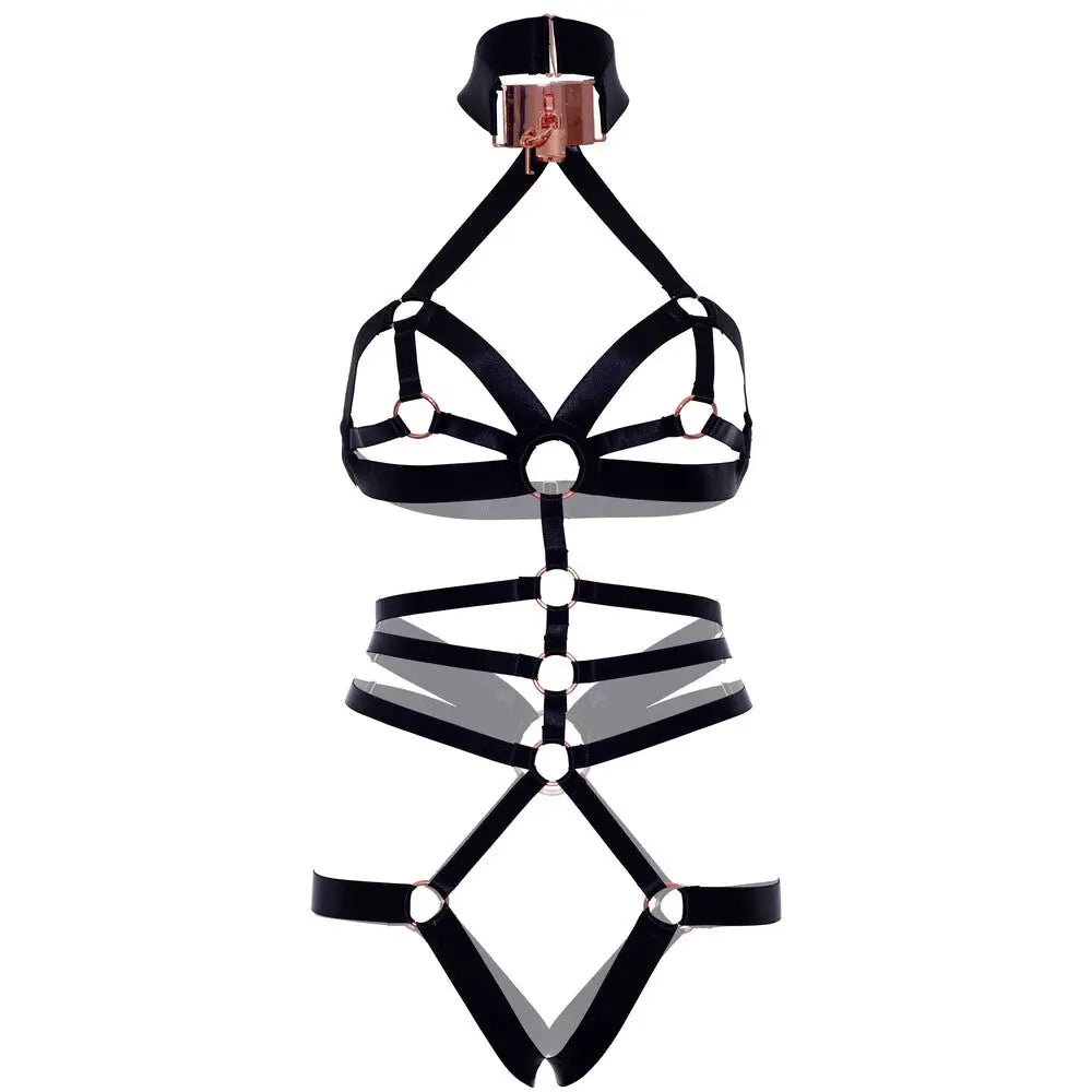 Kink satin elastic crotchless teddy lingerie - peaches and screams
