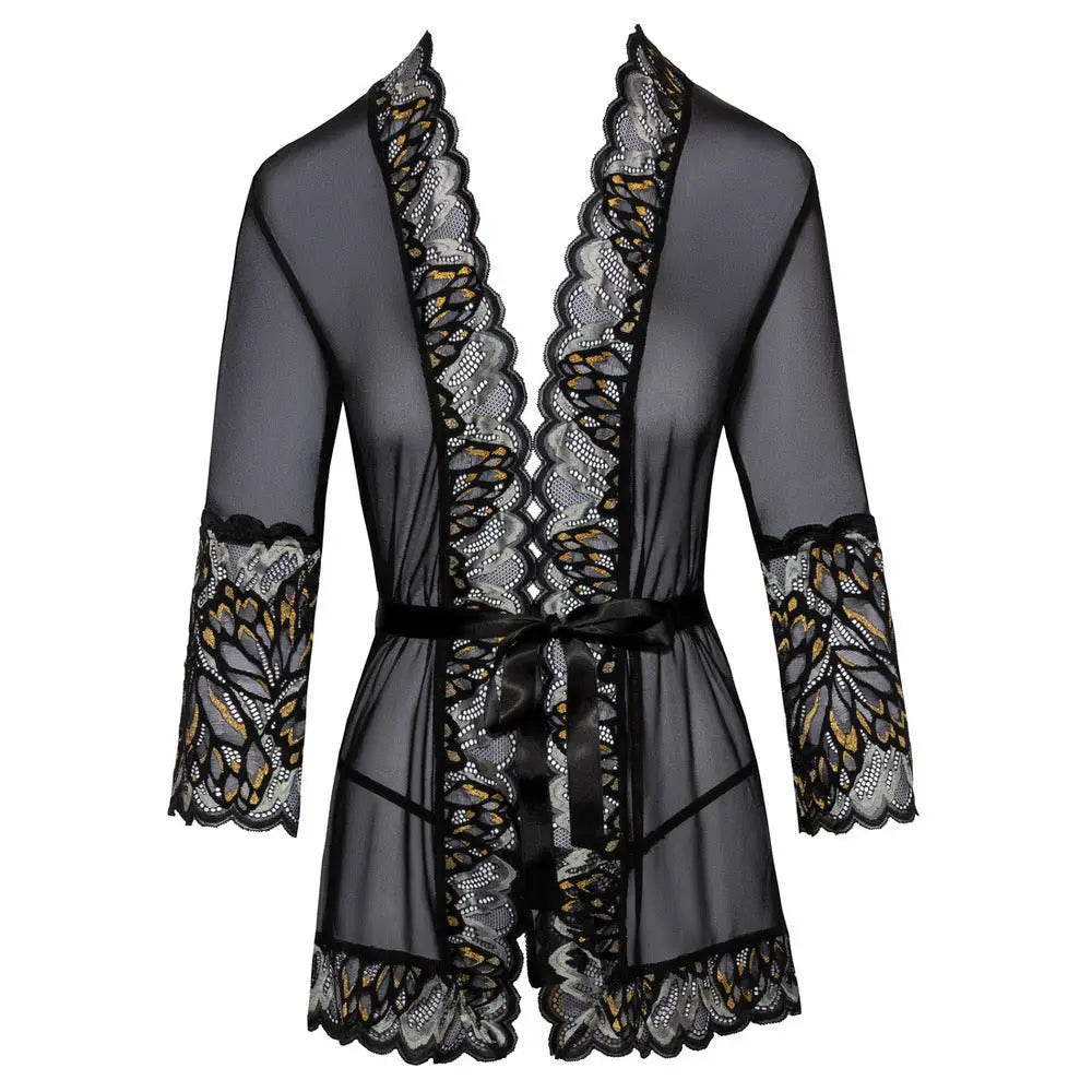 Kissable lace kimono sheer floral lingerie robe - erotic advent calendar peaches and screams