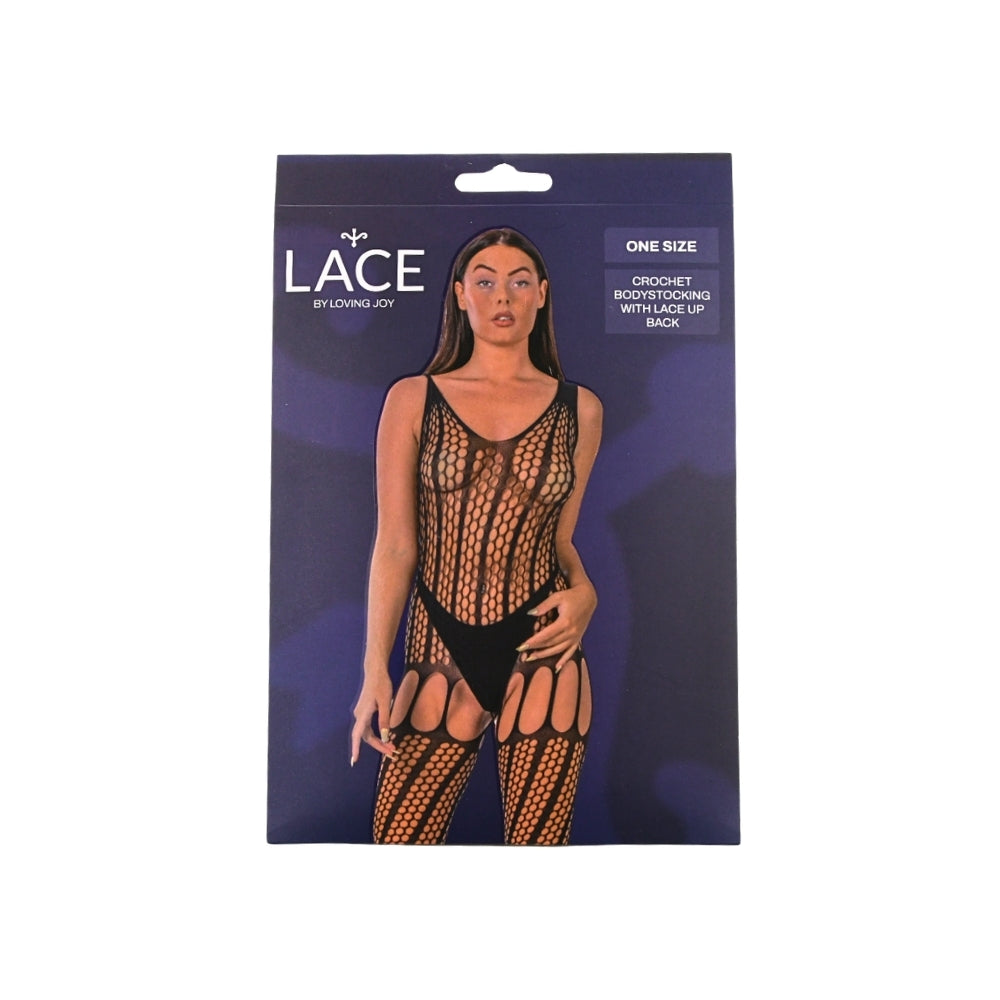 Lace by lj crochet bodystocking black - peaches and screams
