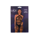 Lace by lj crossover neck crotchless bodystocking - peaches and screams