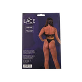 Lace by lj deep v teddy with bow black - peaches and screams