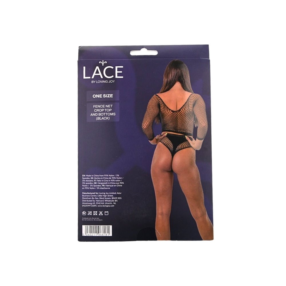Lace by lj fence net crop top and bottoms - peaches and screams
