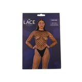 Lace by lj fence net long sleeved thong bodysuit black - peaches and screams
