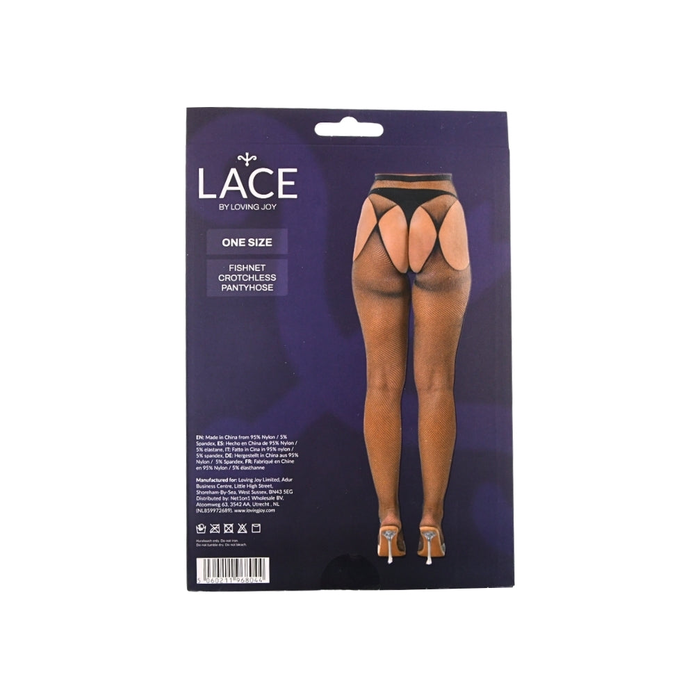 Lace by lj fishnet crotchless pantyhose black - peaches and screams