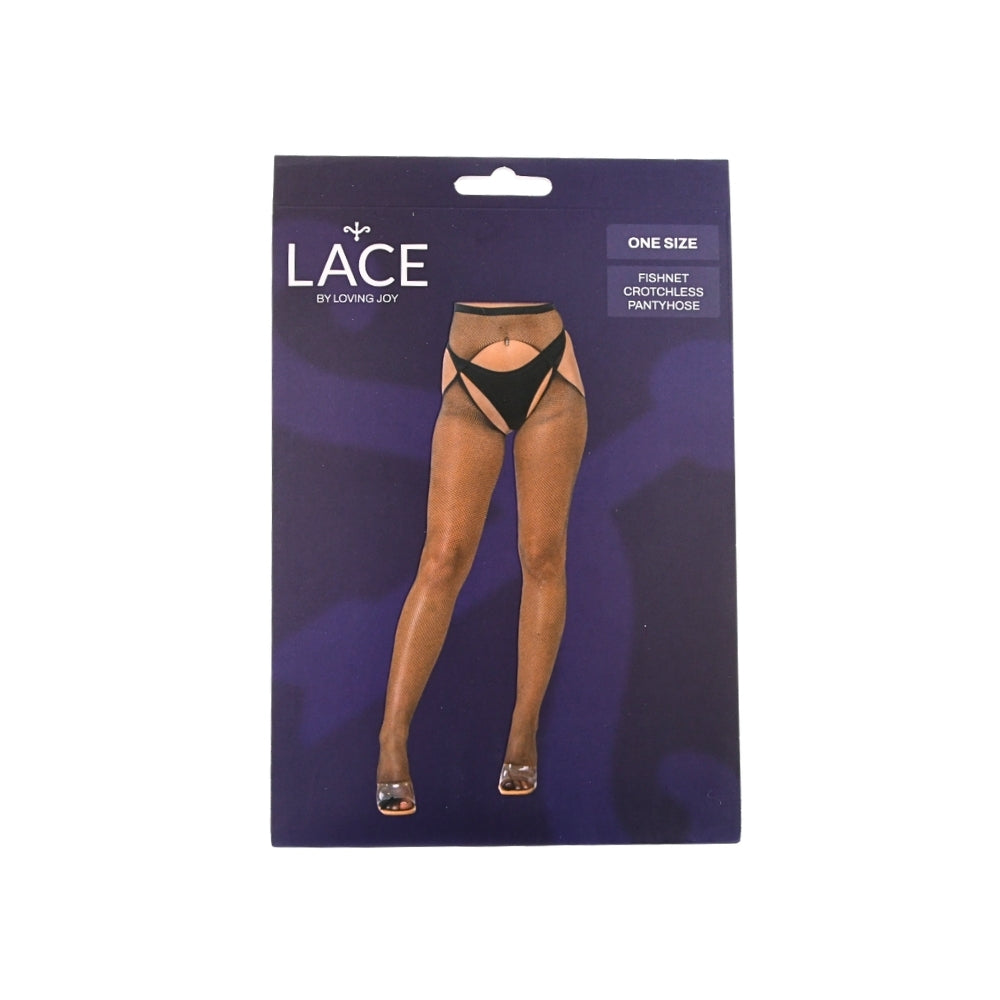 Lace by lj fishnet crotchless pantyhose black - peaches and screams