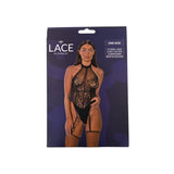 Lace by lj floral lace halter suspender bodystocking black - peaches and screams