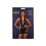 Lace by lj halter neck dress with faux lace up front - peaches and screams