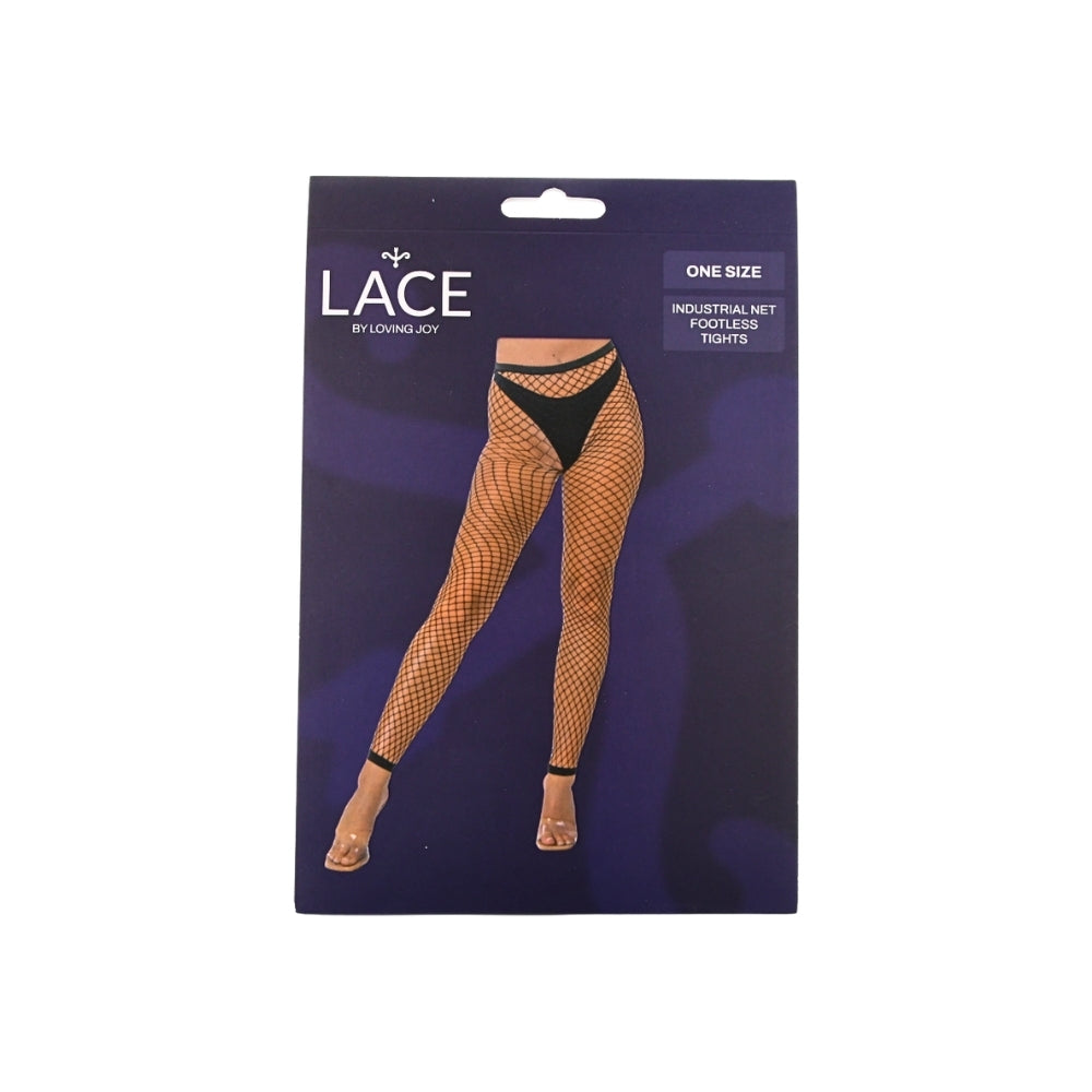 Lace by lj one size industrial net footless tights black - peaches and screams