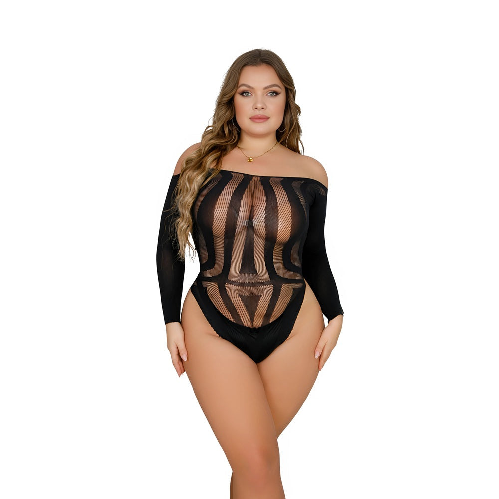 Lace by lj plus size long sleeved cut out back bodysuit - peaches and screams