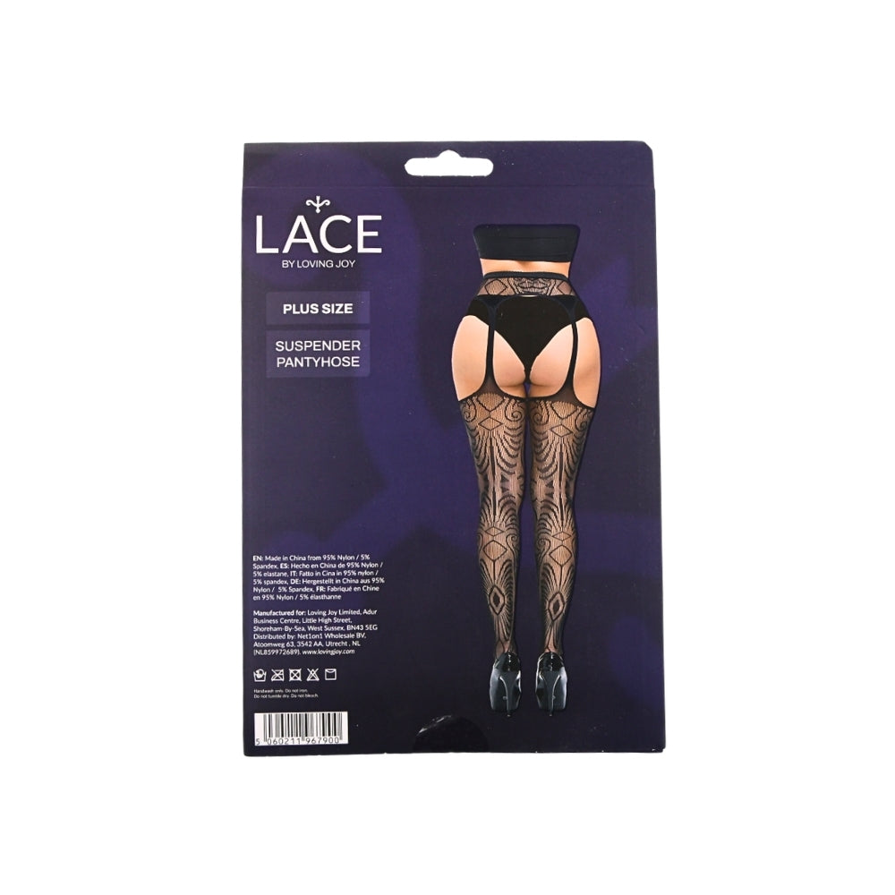 Lace by lj plus size suspender pantyhose - peaches and screams