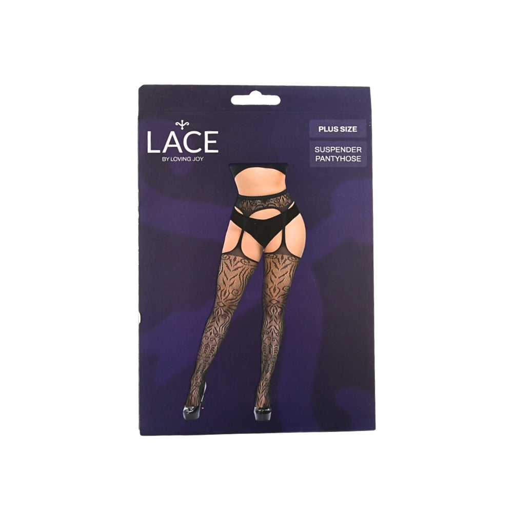 Lace by lj plus size suspender pantyhose - peaches and screams