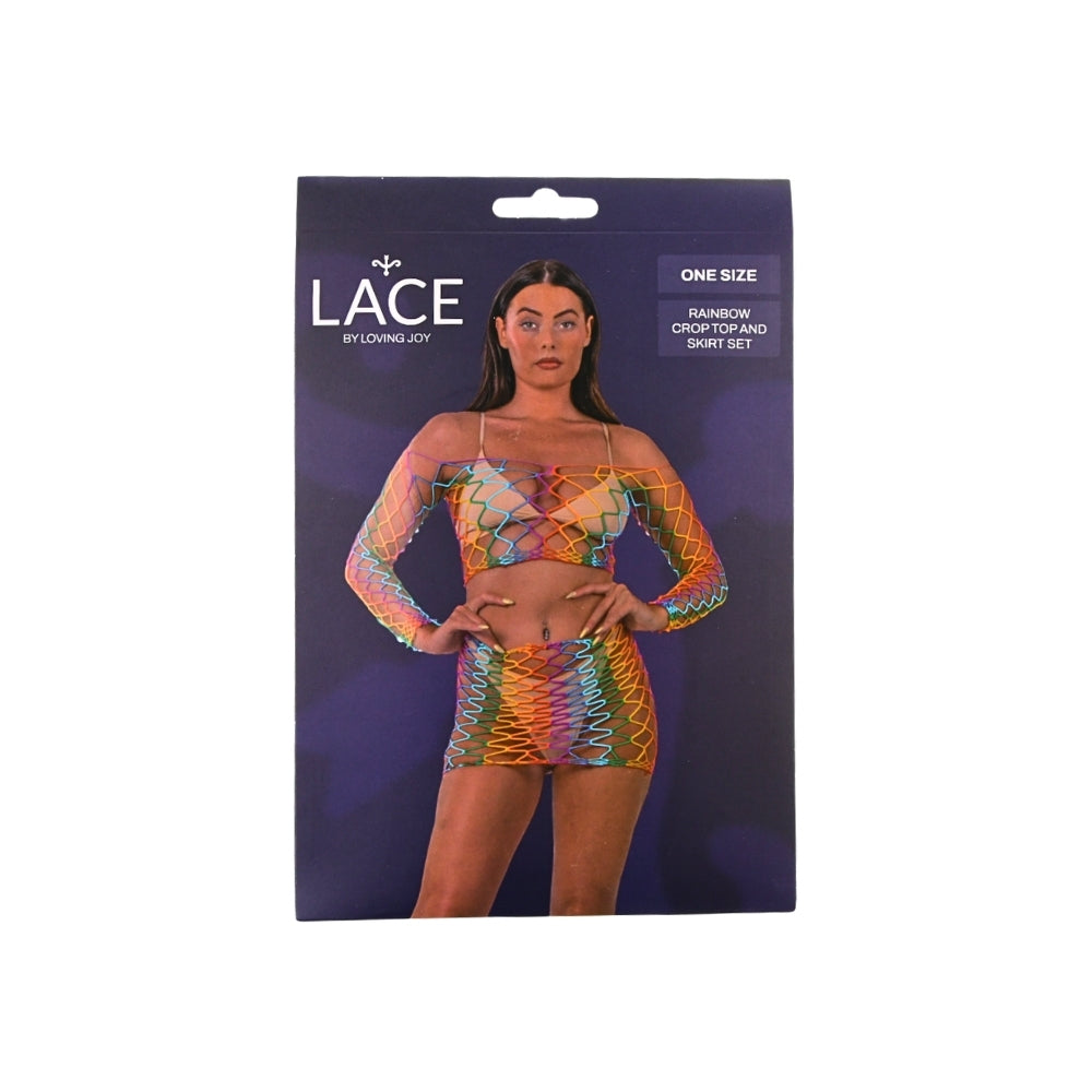 Lace by lj rainbow crop top and skirt set - peaches and screams