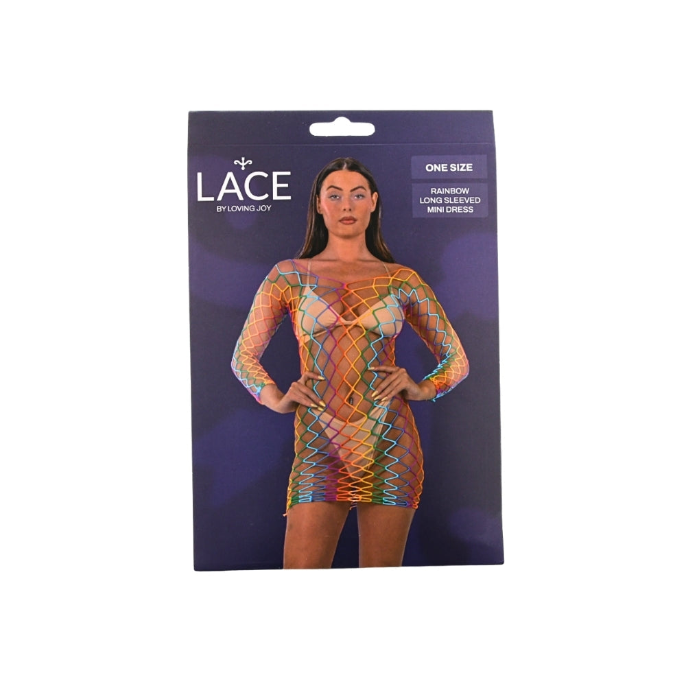 Lace by lj rainbow long sleeved mini dress - peaches and screams