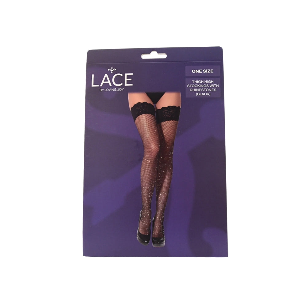 Lace by lj rhinestone fishnet thigh high stockings - peaches and screams