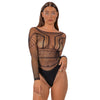 Lace by lj seamless lace long sleeved bodysuit black - peaches and screams