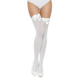 Lace by lj thigh high stockings with bow - peaches and screams