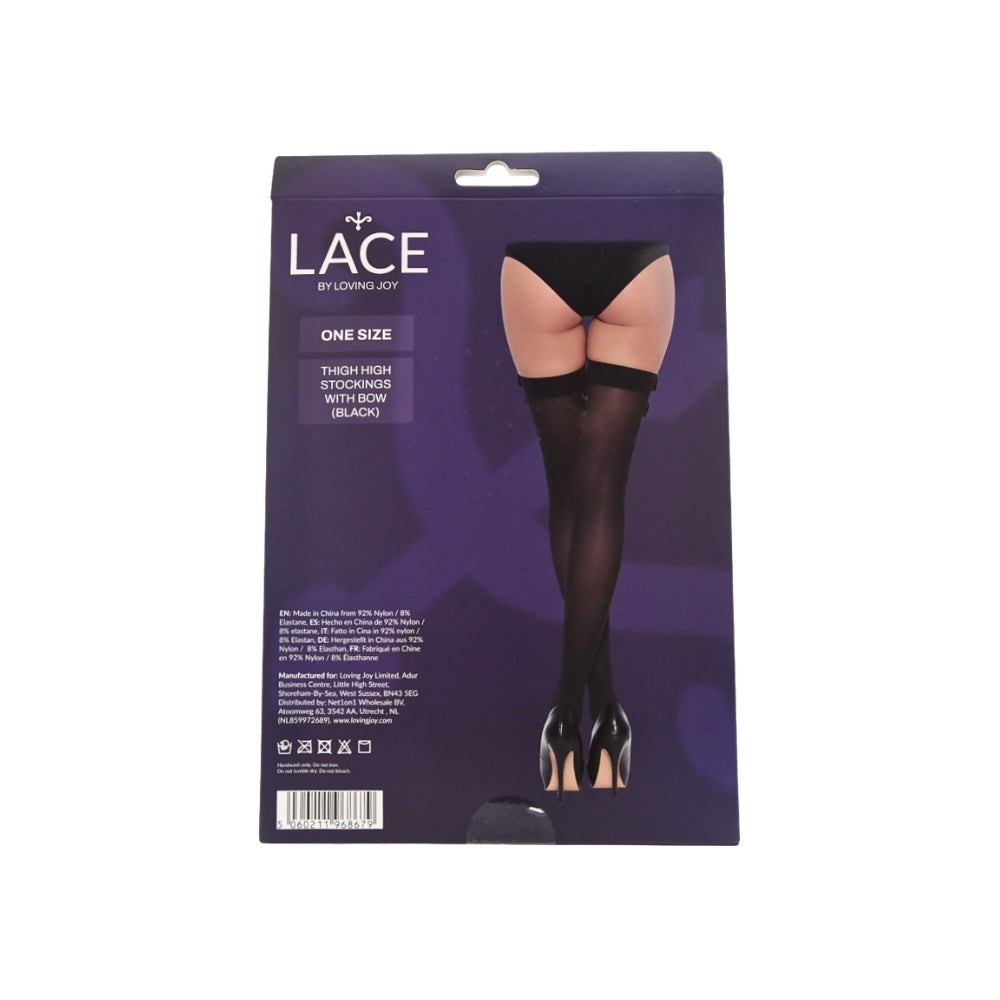 Lace by lj thigh high stockings with bow - peaches and screams