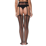 Lace by lj lace up suspender tights black - peaches and screams