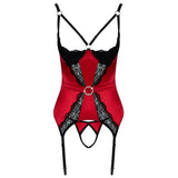 Lace cupless and crotchless basque in black - x large - peaches and screams