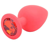 Large red jewelled silicone butt plug with diamond base - peaches and screams