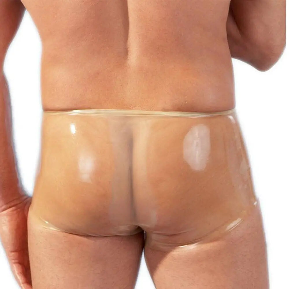 Latex clear boxers with penis sleeve for him - s/m - peaches and screams