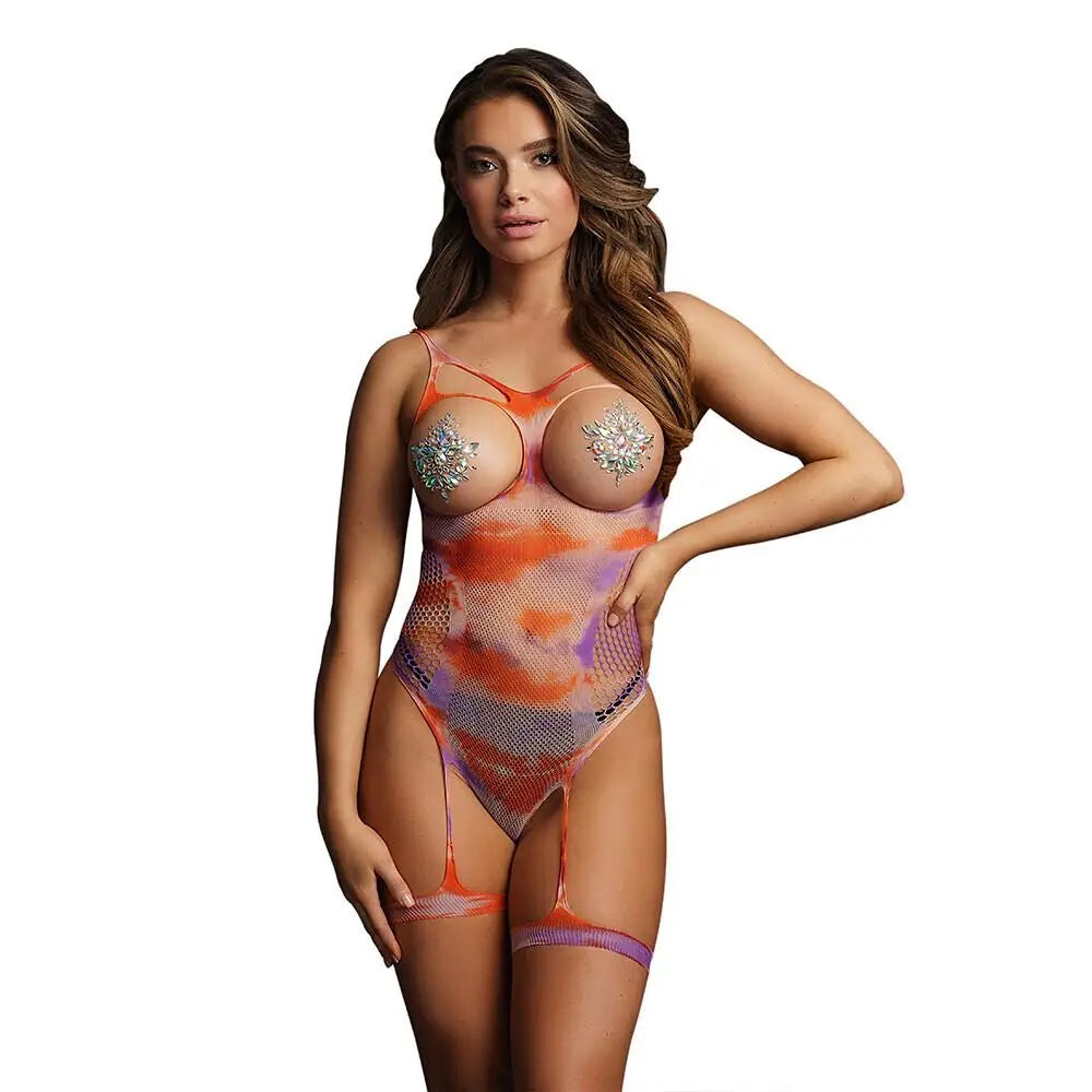 Le desir bliss open cup tie dye strappy teddy uk 6 14 - peaches and screams