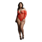 Le desir red floral bodysuit wet look uk 14 to 20 - peaches and screams