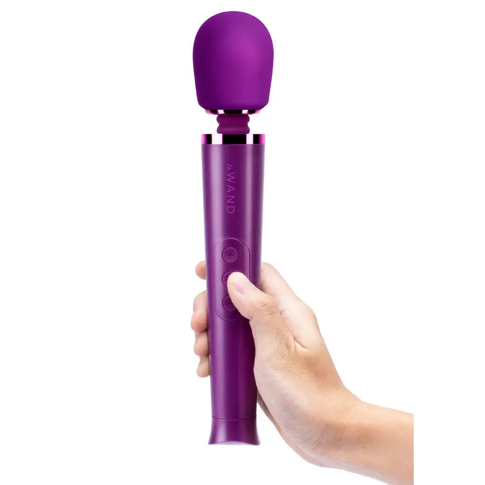 Le wand 10 inch silicone purple rechargeable wand massager - peaches and screams