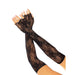 Leg Ave Floral Net Fingerless Gloves Black - Peaches and Screams