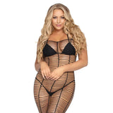 Leg avenue black horizontal net maxi plus size dress uk 6-12 - peaches and screams