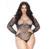 Leg avenue black plus size long sleeve fishnet bodysuit 18-22 - peaches and screams