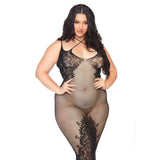 Leg avenue black plus size seamless fishnet halter dress - peaches and screams