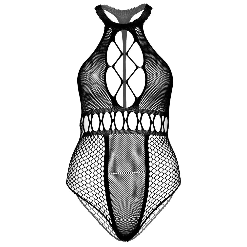 Leg avenue black seamless multi-net bodysuit uk 14 to 18 - peaches and screams