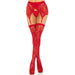 Leg Avenue Lace Stockings and Garterbelt Red - Peaches and Screams