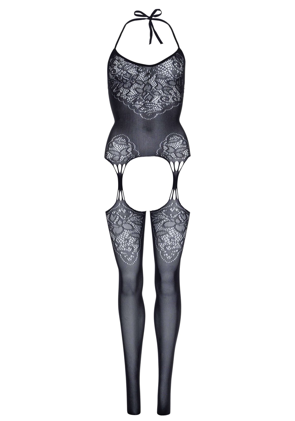 Leg avenue lace suspender bodystocking one size - peaches and screams