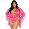 Leg avenue sexy pink floral lace teddy uk size 16 to 20 - peaches and screams