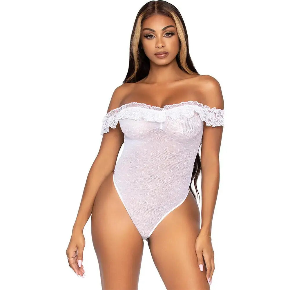 Leg avenue wet look off the shoulder teddy uk 8 to 14 - peaches and screams