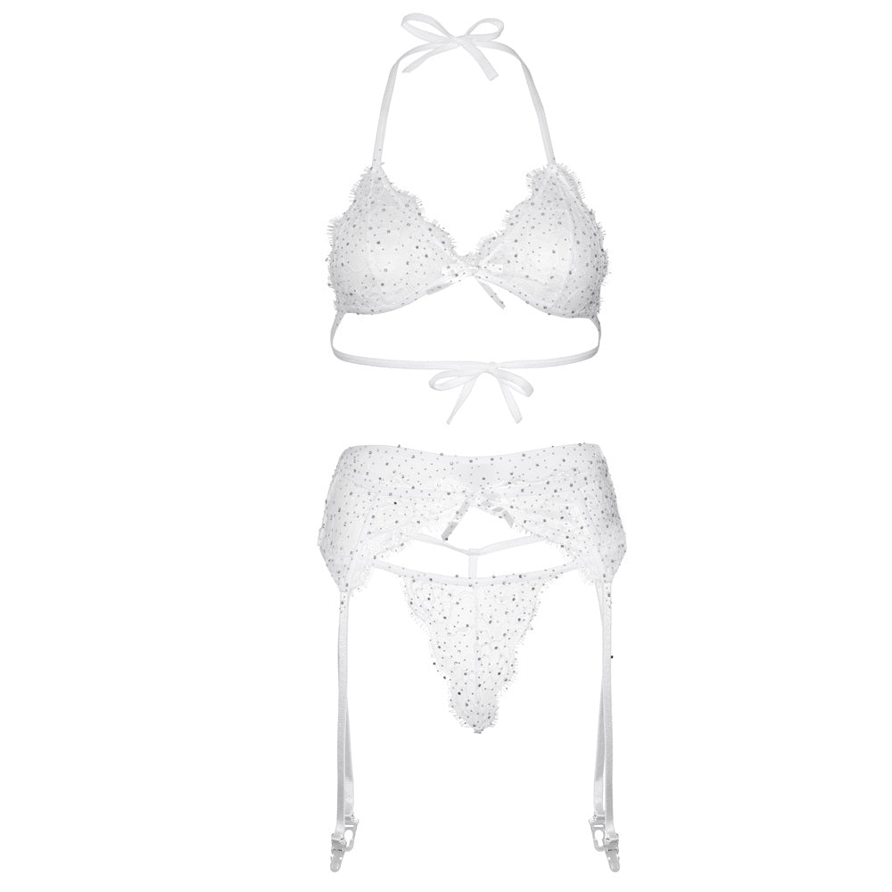 Leg avenue white lace bra and garter belt set - peaches and screams