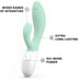 Lelo Ina 3 Silicone Green Rechargeable Multi Speed Rabbit Vibrator - Peaches and Screams