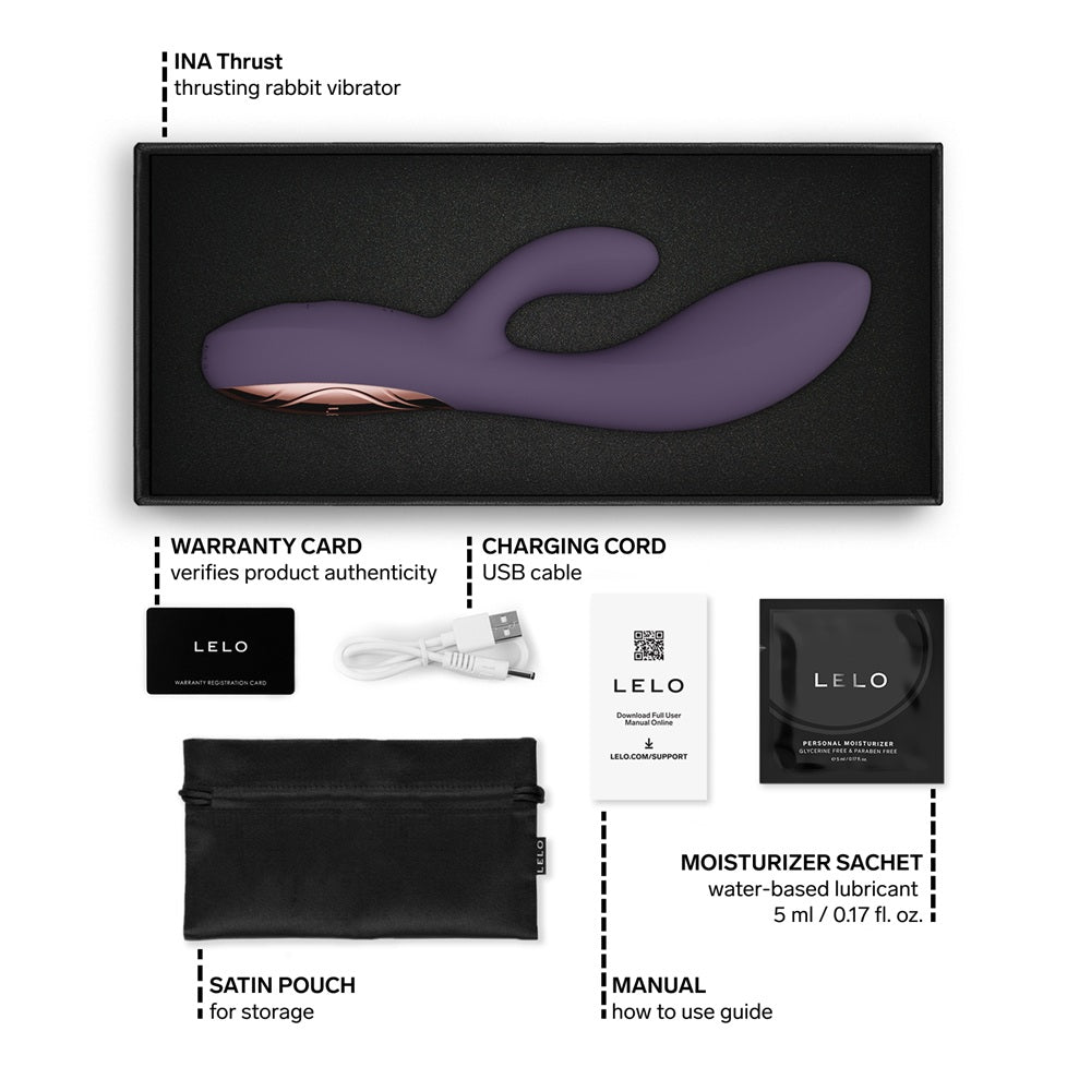 Lelo ina thrust rabbit vibrator purple twilight - rabbit vibrators peaches and screams