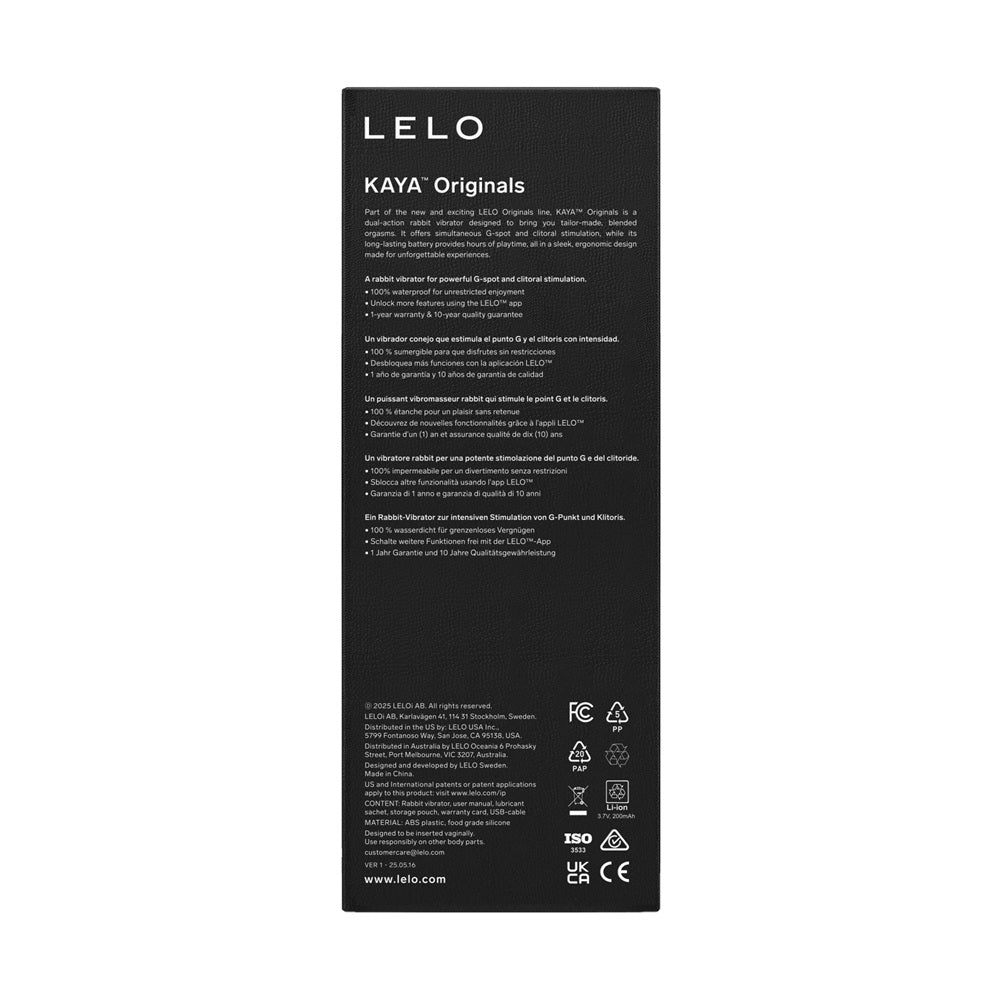 Lelo originals kaya rabbit vibrator silicone - peaches and screams