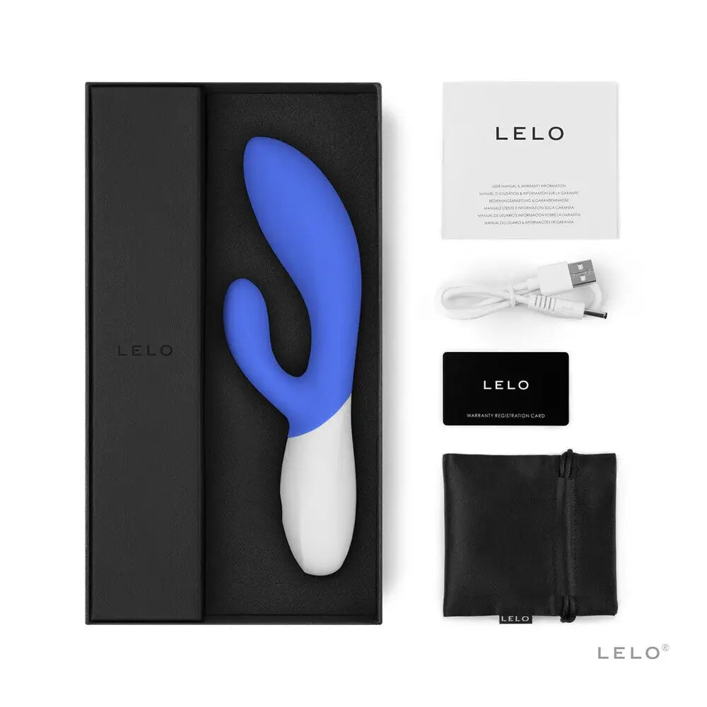 Lelo silicone blue rechargeable wave motion rabbit vibrator - peaches and screams
