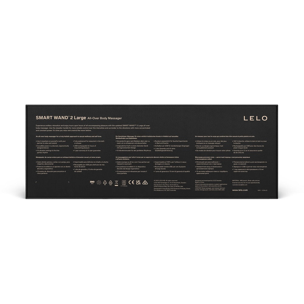 Lelo smart wand 2 large aqua - wand vibrators peaches and screams