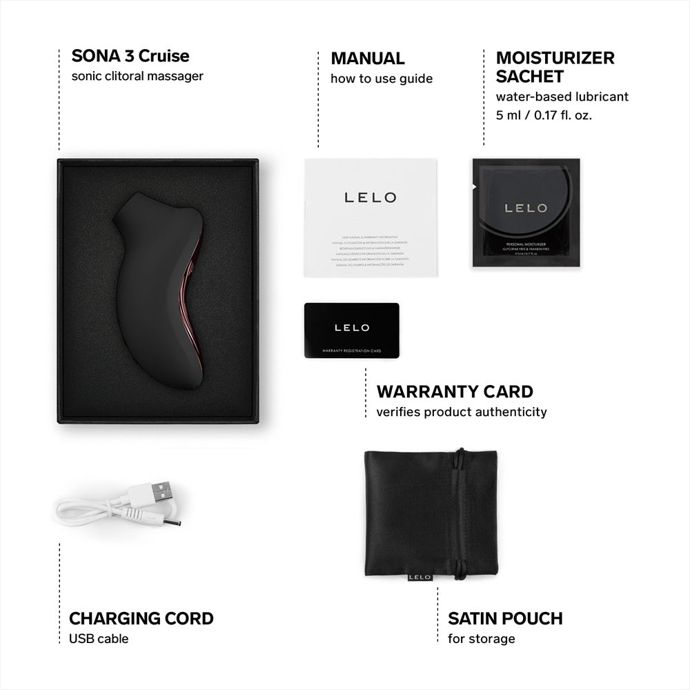 Lelo sona 3 cruise black clitoral massager - suction vibrators peaches and screams