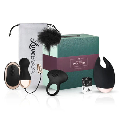 Loveboxxx Silicone Black Box Gift Set For Couples - Peaches and Screams