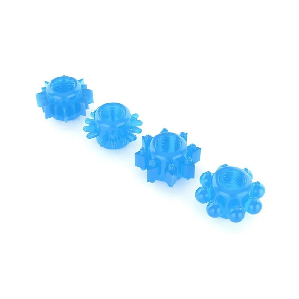 Lovetoy glow in the dark rubber textured cock ring set 3 pack - peaches and screams