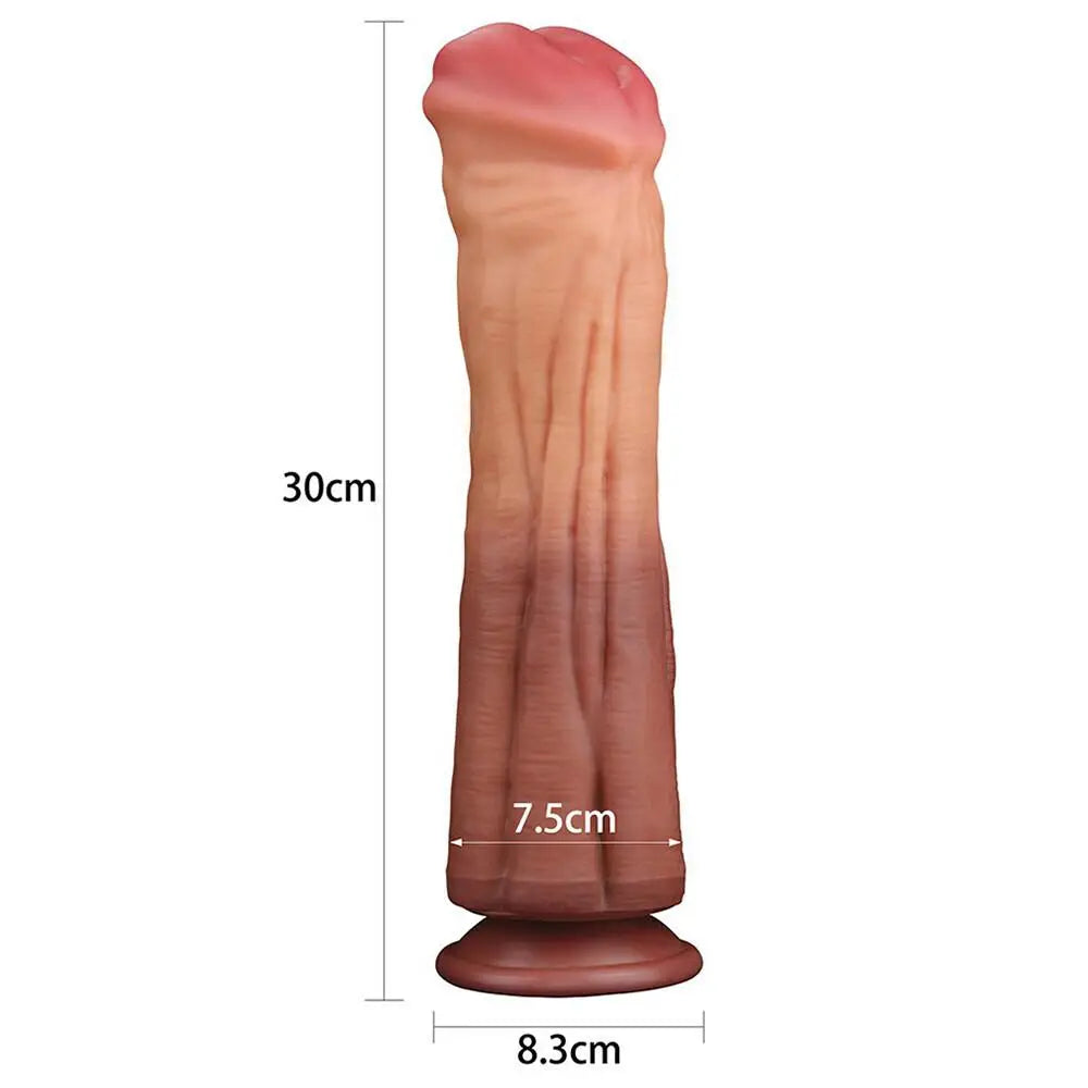 Lovetoy large realistic flesh pink suction cup dildo 12 inch - peaches and screams